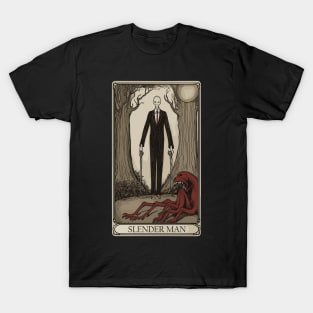 Slender Man Occult Tarot Card Illustration Parody - Mystical Humor T-Shirt